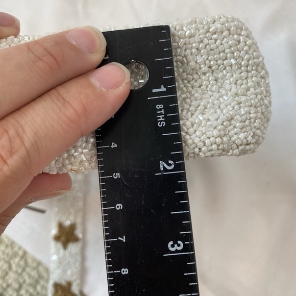 Tiana Beaded White with Gold Star Beaded Bag with Cross Body Strap - Picture 13 of 13